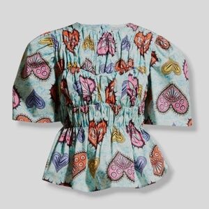 AUTUMN ADEIGBO Elvire Heart Peplum Top Blouse LIKE NEW Size US 2 Retail $625